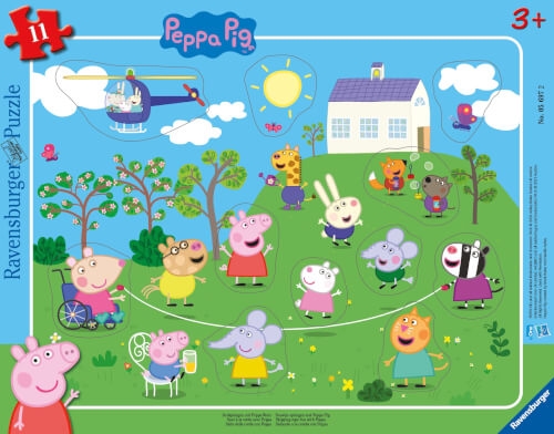 Ravensburger Kinderpuzzle 05697 - Seilspringen mit Peppa Wutz - 11 Teile Peppa Pig Rahmenpuzzle für
