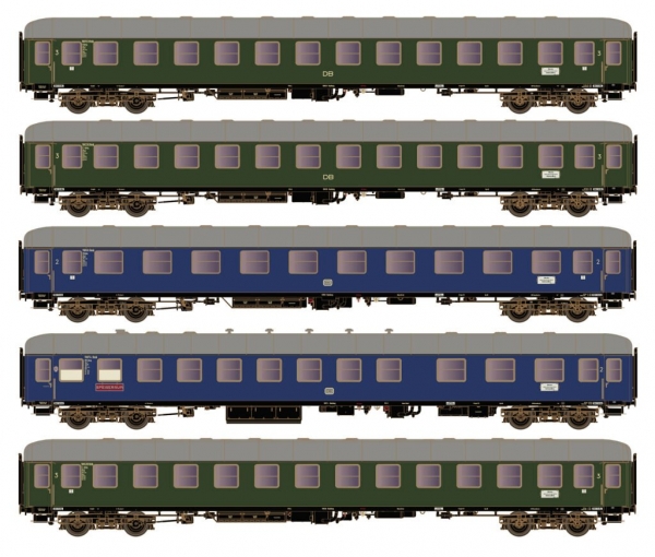 Lemke H43033 5-tlg. Wagen-Set Nr.1 3xC4ÜMG+B4ÜMG+BR4ÜMG DB, EP.III AC