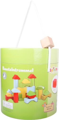 Vedes 41009497 SpielMaus Holz Bausteine in Trommel, 90 Stück, bunt