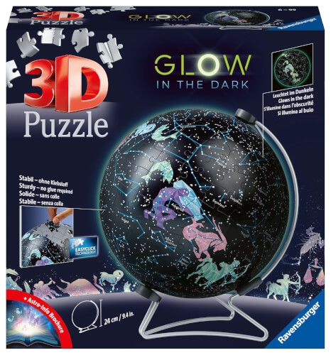 Ravensburger 3D Puzzle 11544 - Glow In The Dark Sternenglobus - 180 Teile - Nachleuchtender Globus f