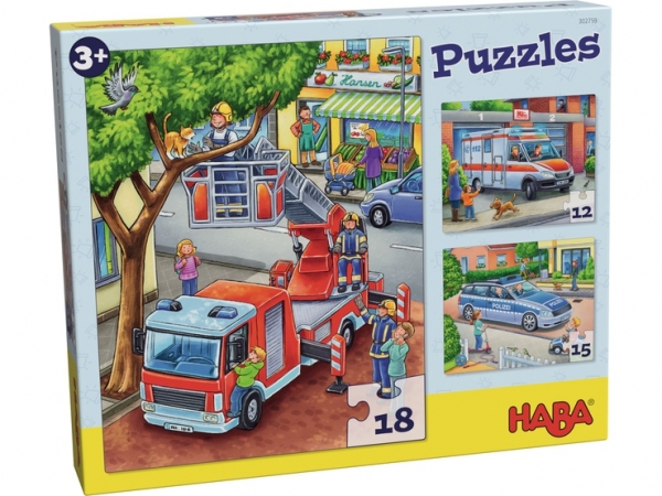 Haba 302759 Puzzles Polizei, Feuerwehr & Co.
