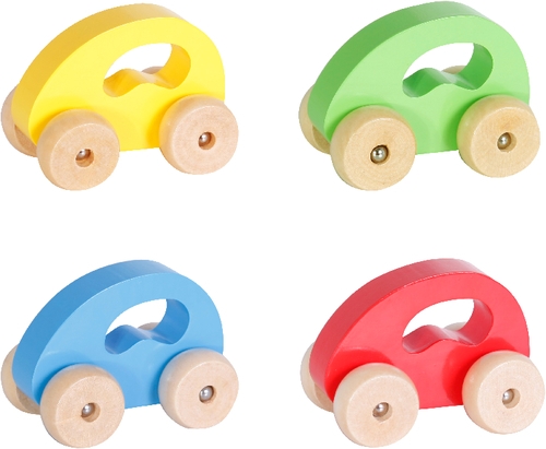 Vedes 40771158 Spielmaus Holz Holzauto, 4-fach sortiert