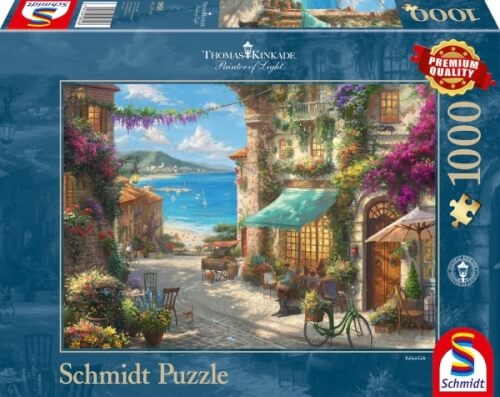Schmidt Spiele 59624 Puzzle Thomas Kinkade Café an der italienischen Riviera 1.000 Teile