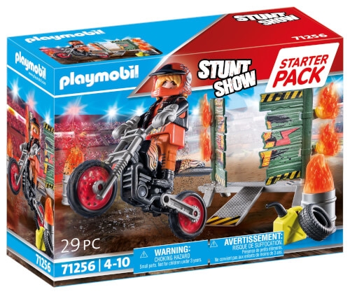 PLAYMOBIL 71256 Starter Pack Stuntshow Motorrad mit Feuerwand