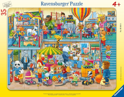 Ravensburger Kinderpuzzle - 05664 Tierischer Spielzeugladen - 30-48 Teile Rahmenpuzzle für Kinder ab