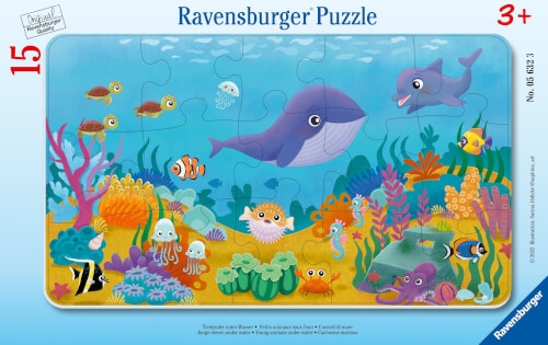 Ravensburger Kinderpuzzle 05632 - Tierkinder unter Wasser - 15 Teile Rahmenpuzzle für Kinder ab 3 Ja