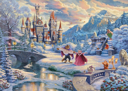 Schmidt Spiele 59671 Puzzle Thomas Kinkade, Disney, Die Schöne und das Biest, 1000 Teile