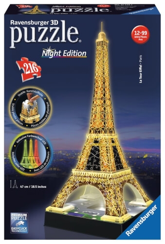 Ravensburger 12579 Puzzle 3D Eiffelturm Night Edition 216 Teile