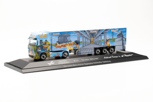 Herpa 122214 Mercedes-Benz Actros '18 Kühlkoffer-Sattelzug "Herpa Weltgeschichte Nr. 3.2, Schumacher