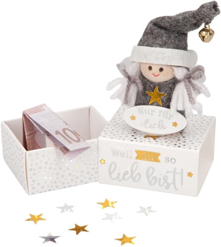 Weihnachtlicher Engel auf Minibox für Geldgeschenk
