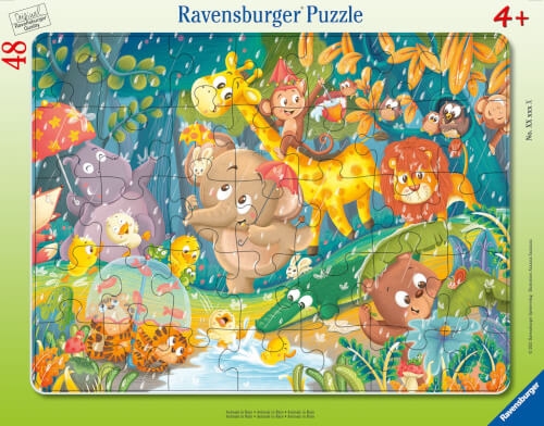 Ravensburger Kinderpuzzle - 05177 Es regnet! - Rahmenpuzzle für Kinder ab 4 Jahren, mit 48 Teilen