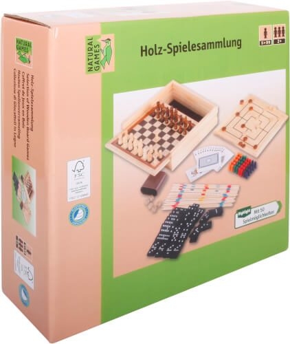 VEDES 61139419 Natural Games Holz-Spielesammlung 50 in 1