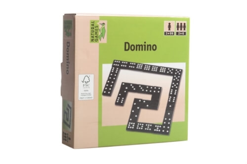 Natural Games Holz Domino, 55 Steine, für 2-6 Spieler, Familienspiel, ab 3 Jahren