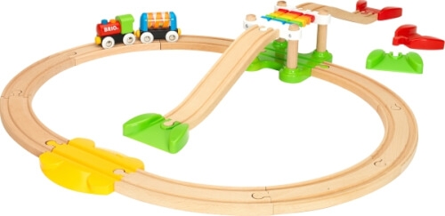 BRIO World 33727 Mein erstes BRIO Bahn Spiel Set Zug mit Waggon, Schienen & Hängebrücke für Kleinkin