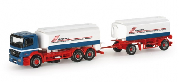 Herpa 153058 Mercedes-Benz Axor Benzintank-Hängerzug "Riwatrans"