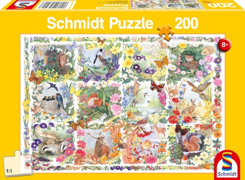 Schmidt Spiele 56422 Puzzle Mit Tieren und Blumen durch die Jahreszeiten 200 Teile