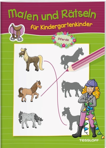Tessloff 378864590 Malen und Rätseln für Kindergartenkinder. Pferde