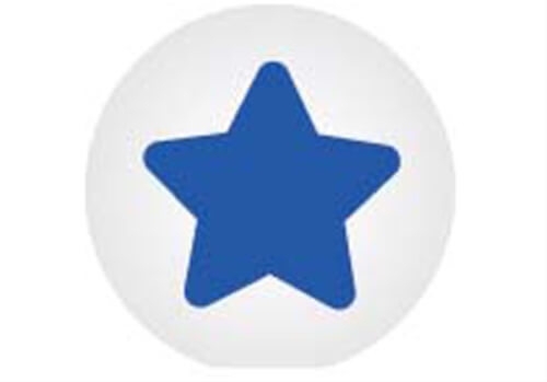 Clickhalbperle weiß mit blauen Stern, #= 12 mm