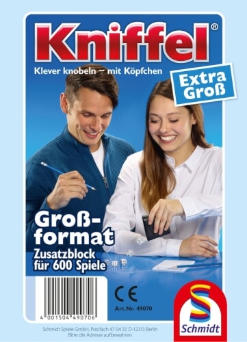 Schmidt Spiele 49070 49070 Kniffelblock groß, 100 Blatt, 2 bis 8 Spieler, ab 8 Jahre