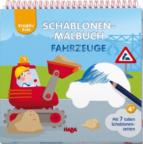 Haba Kreativ Kids Schablonen-Malbuch Fahrzeuge#