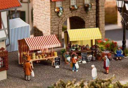 Faller 180614 Wochenmarkt II Blumen- und Kä