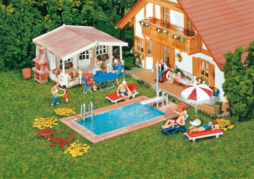Faller 180542 H0 Swimming-Pool und Gartenhaus