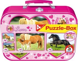 Schmidt 55588 Pferde, Puzzle-Box 2x26, 2x48 Teile