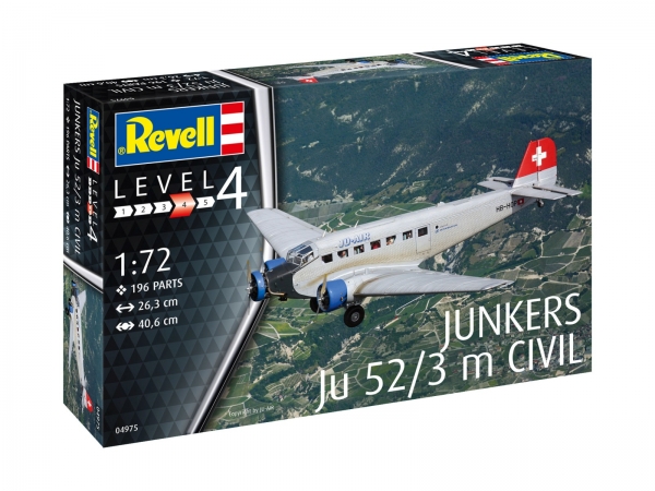 Revell 04975 04975 1:72 Junkers Ju52/3m Civil ab 12 Jahre