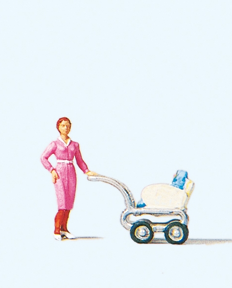 Preiser 28037 Frau mit Kinderwagen