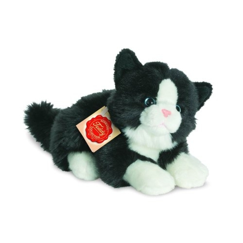 Hermann Teddy 90689 Katze liegend schwarz/weiss 2