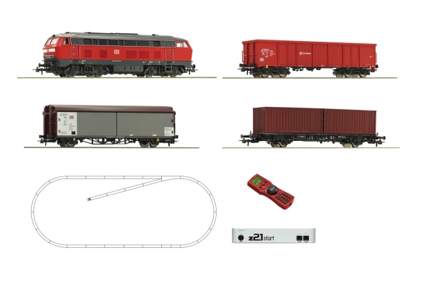 Roco 51312 z21 start Digitalset: Diesellokomotive BR 218 mit Güterzug, DB AG