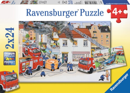 Ravensburger 88515 Puzzle Bei der Feuerwehr, 2x24 Teile