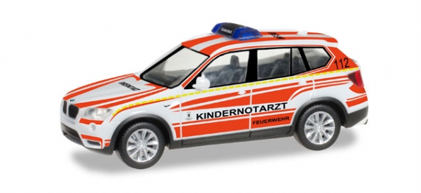Herpa 092173 BMW X3 Kindernotarzt-Fahrzeug "Feuerwehr München"