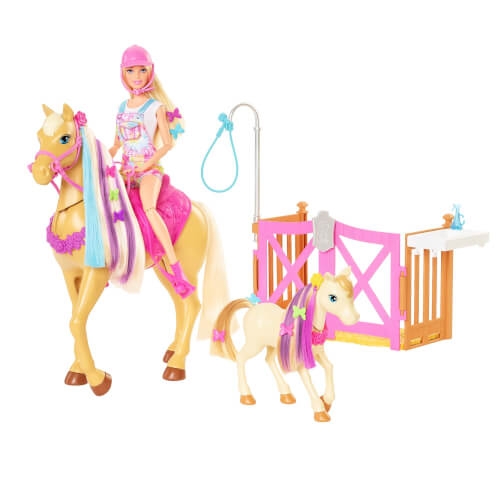 Mattel GXV77 Barbie Spielset mit Puppe und 2 Pferden