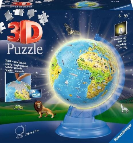 Ravensburger 11274 Puzzle Kinderglobus mit Licht 180 Teile