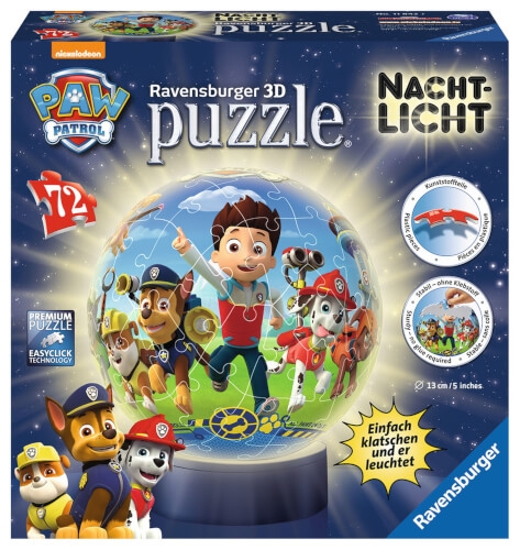 Ravensburger 11842 Puzzleball Nachtlicht Paw Patrol 72 Teile