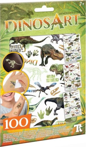 Toynamics Europe DA15302 Temporäre Dino Leuchttattoos, sortiert