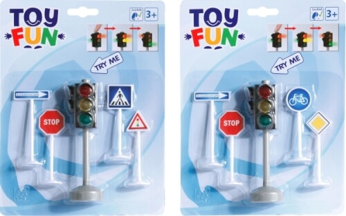 VEDES 33900376 Toy Fun Verkehrsampel mit Verkehrszeichen, sortiert (1 Stück)
