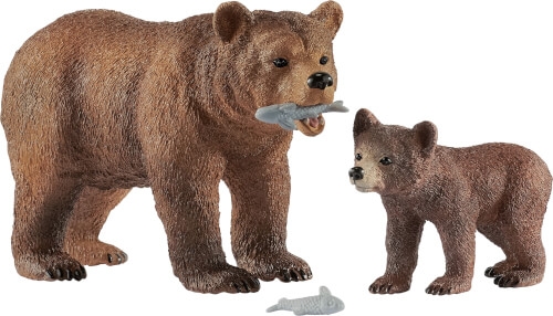 Schleich 42473 Grizzlybär-Mutter mit Jungem