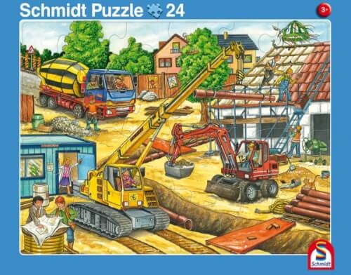 2er Set Rahmenpuzzles Fahrt mit dem Müllauto 16 Teile/Achtung, Baustelle! 24 Tei