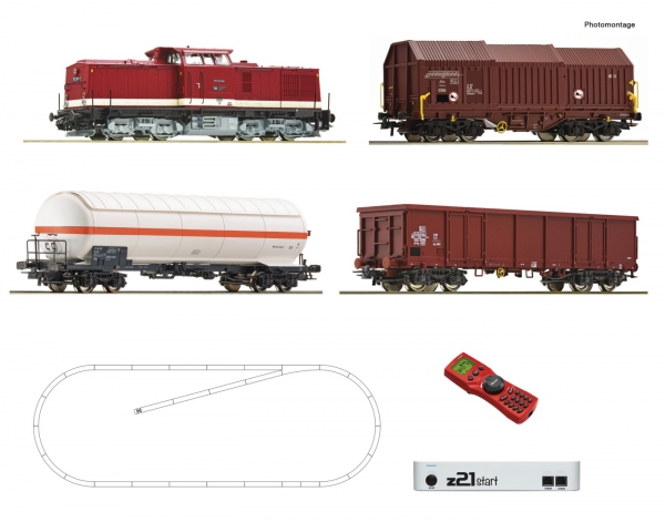 Roco 51321 z21 start Digitalset: Diesellokomotive BR 114 mit Güterzug, DR