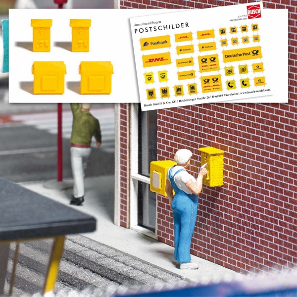 Busch 7761 Mini Ausgestaltungs-Set Briefkasten und Briefmarke