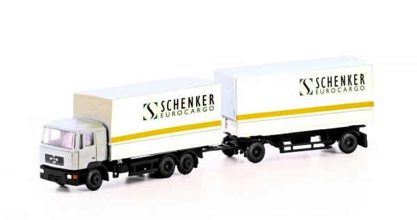 Lemke Minis LC4633 MAN F90, 3-achs Wechselpritschen-Hängerzug Schenker Cargo