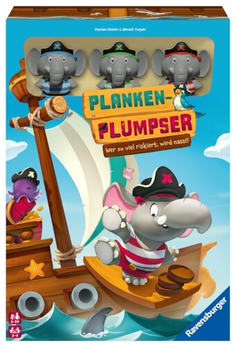 Ravensburger Kinderspiel 22342 - Planken-Plumpser - Wer zu viel riskiert, wird nass!! - Ein Push-You