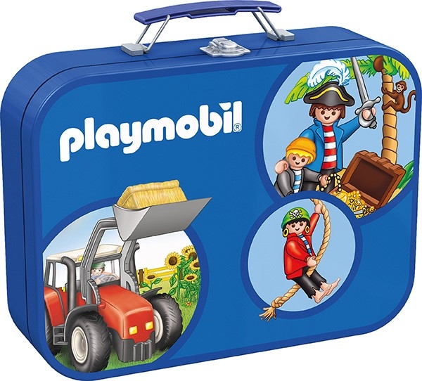 Schmidt Spiele 55599 Playmobil, Puzzle-Box blau, 2x60, 2x100 Teile