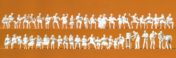 Preiser 16356 Im Biergarten. 46 unbemalte Figuren