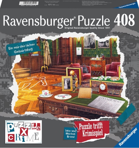 Ravensburger Puzzle X Crime - Ein mörderischer Geburtstag - 406 Teile Puzzle-Krimispiel für 1-4 Spie