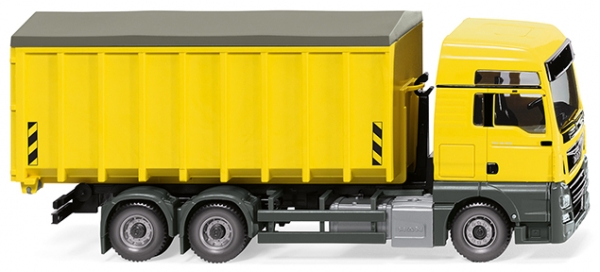 Wiking 067205 Abrollcontainer (MAN TGX Euro 6c/Meiller) - zinkgelb