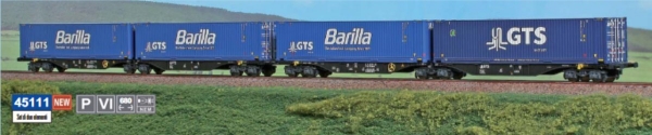ACME AC45111 4-teilges Set Containertragwagen Sggmrss GTS - Barilla, Ep. V-VI
