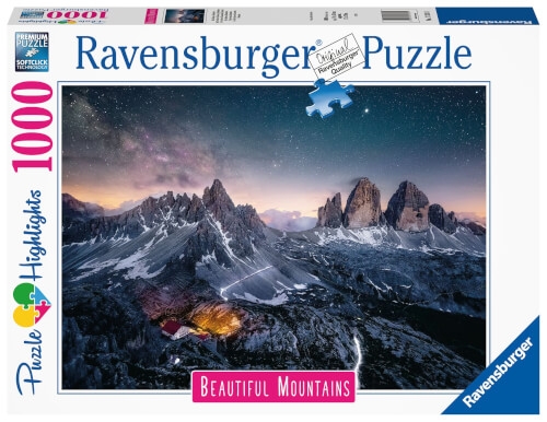 Ravensburger Puzzle 17318 - Drei Zinnen, Dolomiten - 1000 Teile Puzzle, Beautiful Mountains Kollekti